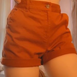 F21 retro orange high waisted shorts